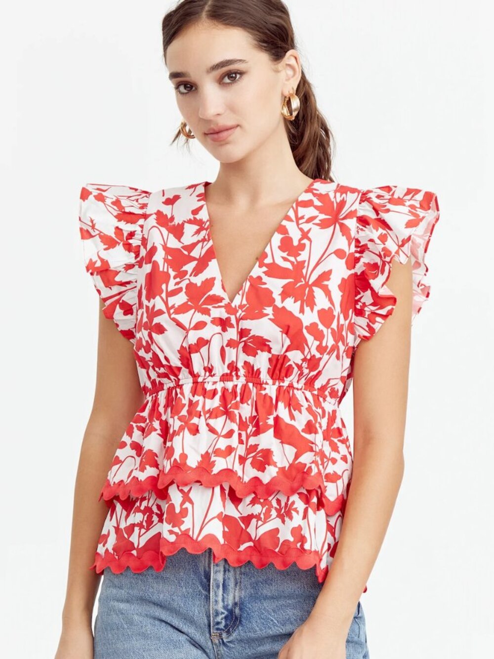 Adelyn Rae Sena Ruffled Peplum Top